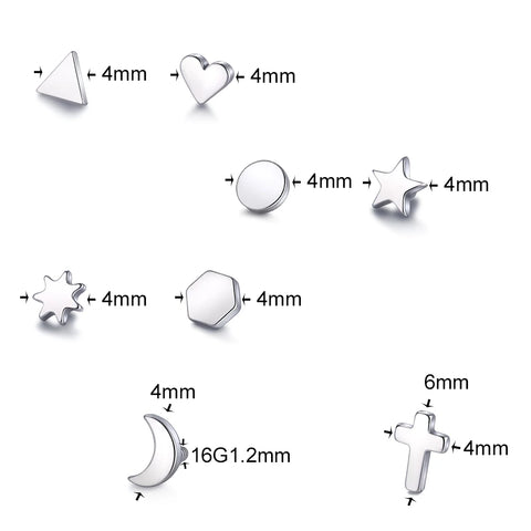 1Pc/10Pcs G23 Titanium Micro Dermal Anchor Top Moon Star Heart Triangle Dermal Anchor Skin Diver Implants Body Piercing Jewelry