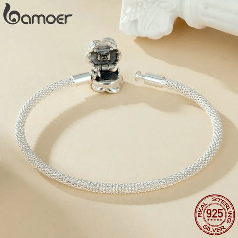 BAMOER 925 Sterling Silver Classic Basic Bracelet Rose Buckle Chain for Women Charm Bead DIY Fine Jewelry 17CM 19CM 21CM