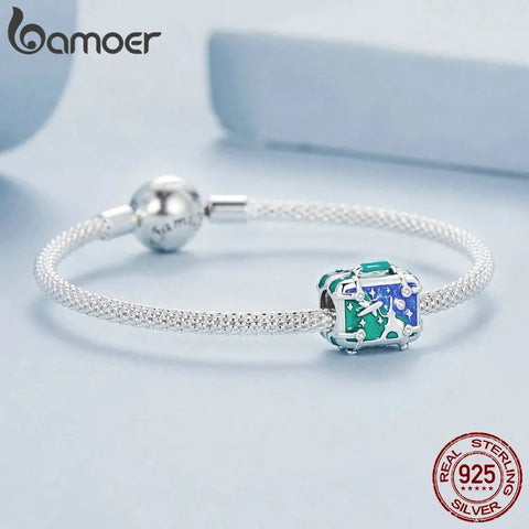 BAMOER 925 Sterling Silver Graduation Season Charms Beads Openable Suitcase Dangle Fit Original Charm Bracelet Jewelry