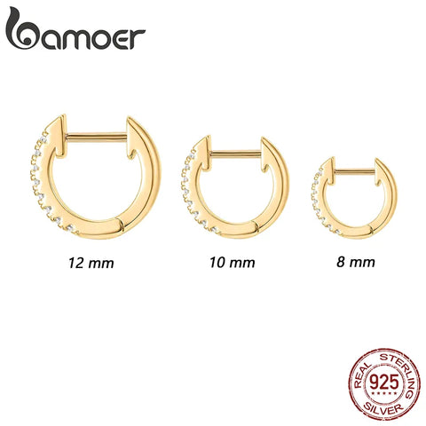 Bamoer 925 Sterling Silver Earrings For Women Small Hoop Earrings Ear Bone aros aretes Huggie Studs