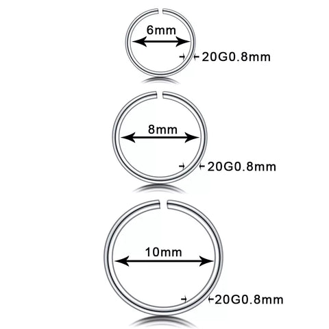 1Pc Steel Seamless Hinged Segment Clicker Rings Piercing Nose Hoop Lip Ear Piercing Cartilage Tragus Nose Rings Sexy Jewelry