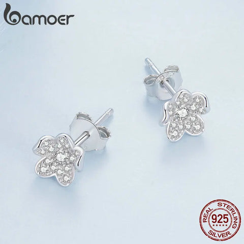 Bamoer 925 Sterling Silver Exquisite Flower Series Flower to Flower Ring & Earrings Jewelry for Women Fine Jewelry Gift