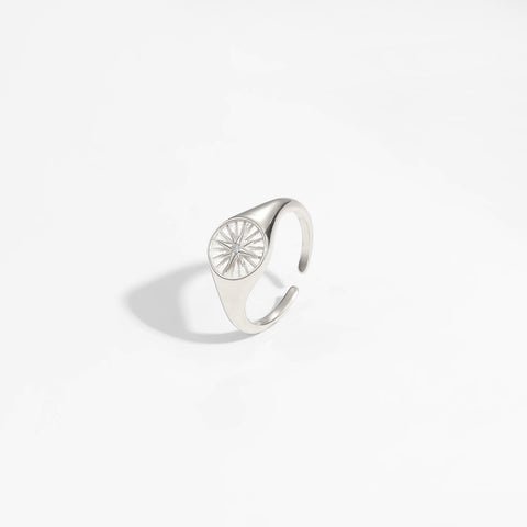 Casual CZ Sun Shine 925 Sterling Silver Adjustable Ring