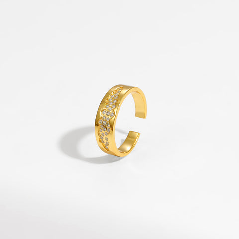 Beautiful Blue CZ Star River 925 Sterling Silver Adjustable Ring